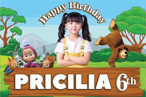 Baliho Ulang Tahun Masha and The Bear - Image 1