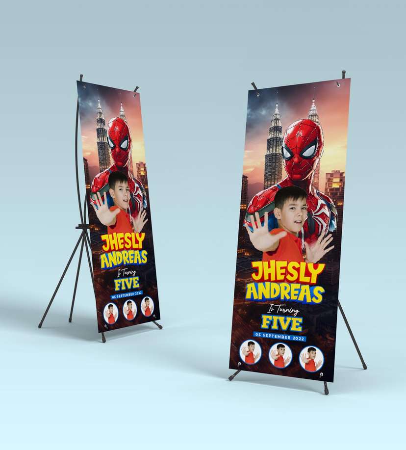 Stading Banner Hari Ulang Tahun Anak Spiderman - Image 2