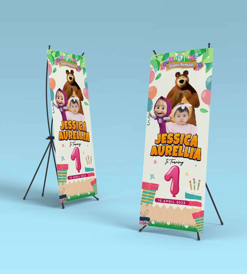 Standing Banner Hari Ulang Tahun Anak Masha and the Bear - Image 2