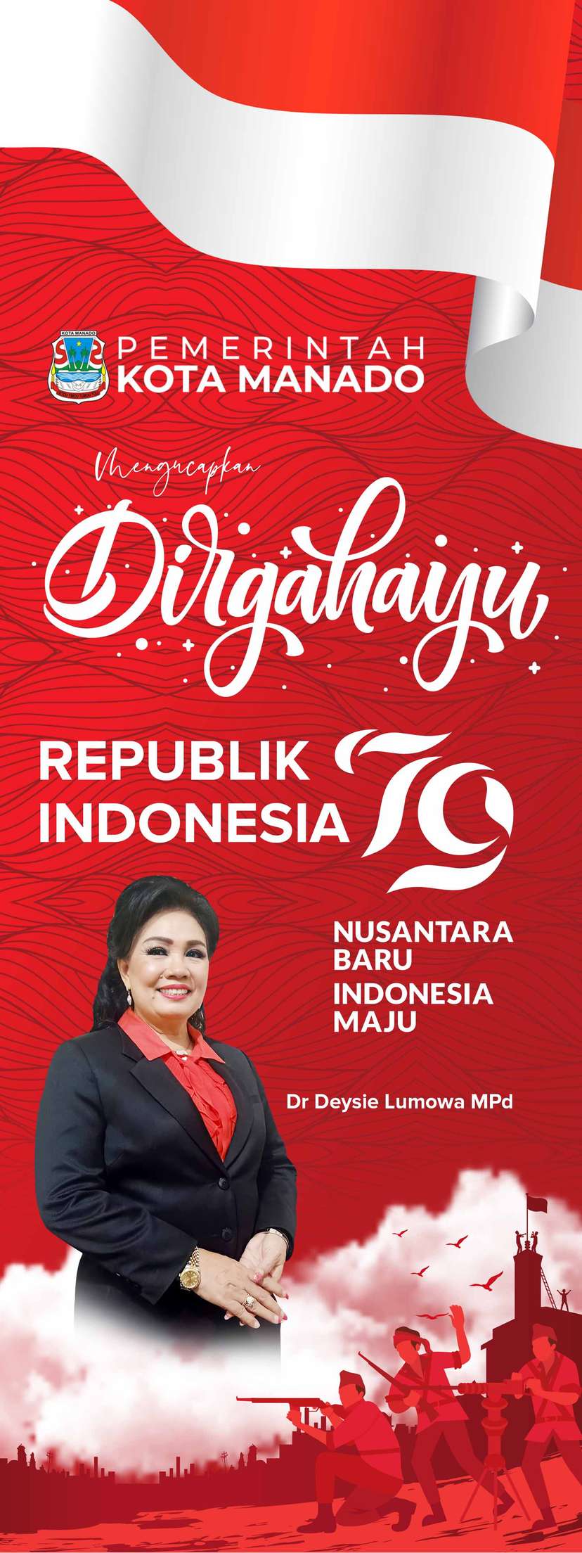 Standing Banner Dirgahayu Republik Indonesia RI Ke-79 Pemkot Manado - Image 1