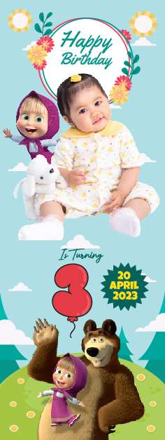Standing Banner Hari Ulang Tahun Anak Masha and The Bear - Image 1