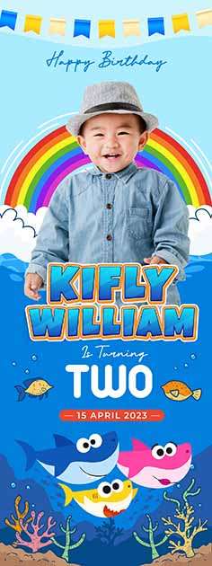 Standing Banner Hari Ulang Tahun Anak Baby Shark - Image 1