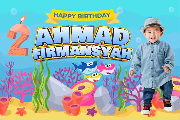 Baliho Hari Ulang Tahun Anak Baby Shark - Image 1