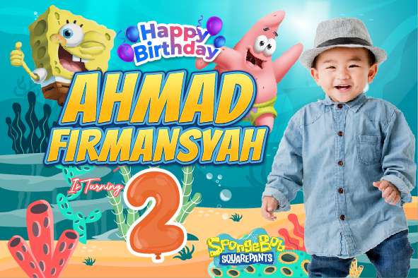 Baliho Hari Ulang Tahun Anak Spongebob - Image 1