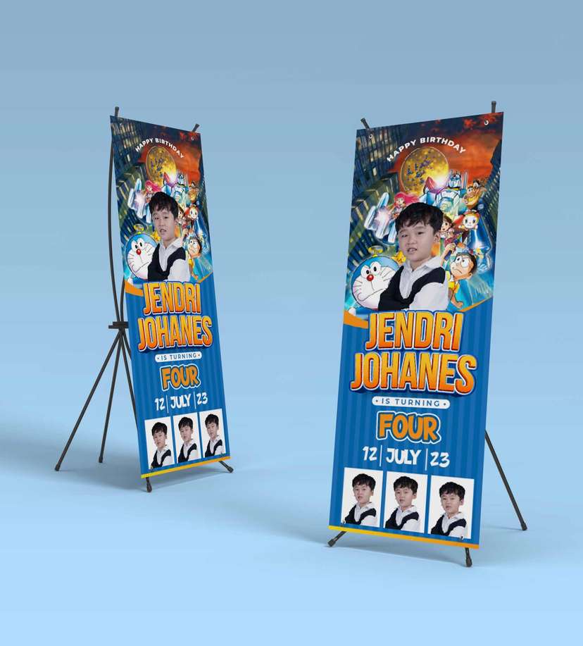 Standing Banner Hari Ulang Tahun Anak Doraemon - Image 2