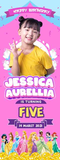 Standing Banner Hari Ulang Tahun Anak Princes - Image 1