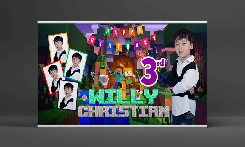 Baliho Hari Ulang Tahun Anak Minecraft - Image 2