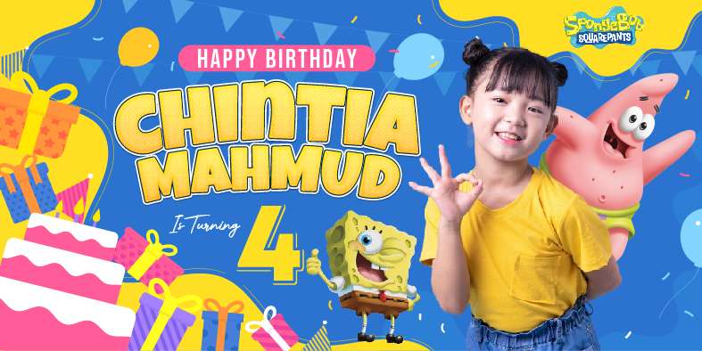 Baliho Hari Ulang Tahun Anak Spongebob - Image 1