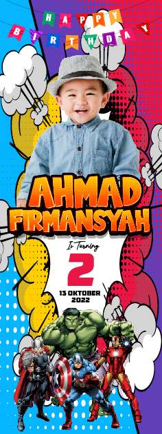 Standing Banner Hari Ulang Tahun Anak Avengers - Image 1