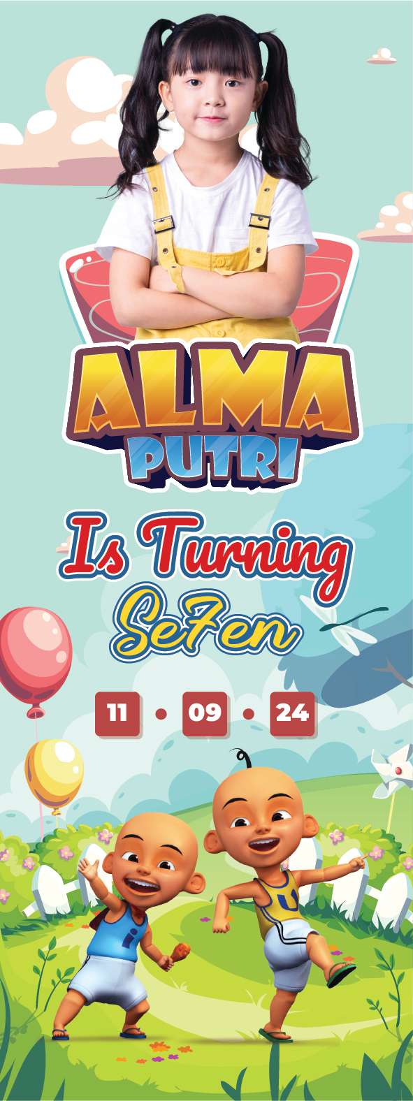 Standing Banner Ulang Tahun Upin Ipin - Image 1