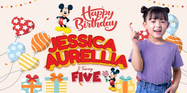 Baliho Hari Ulang Tahun Anak Mickey Mouse - Image 1