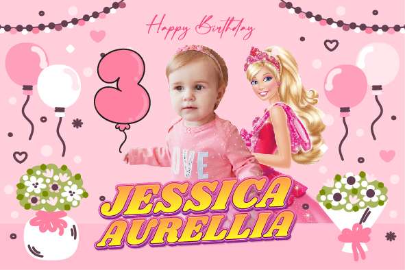 Baliho Hari Ulang Tahun Anak Barbie - Image 1