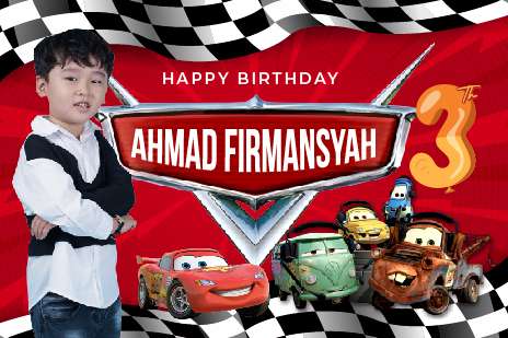 Baliho Hari Ulang Tahun Anak Cars Disney - Image 1