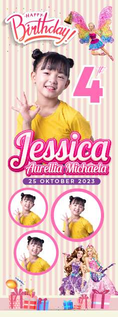 Standing Banner Hari Ulang Tahun Anak Barbie - Image 1