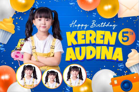 Baliho Hari Ulang Tahun Anak Spongebob - Image 1