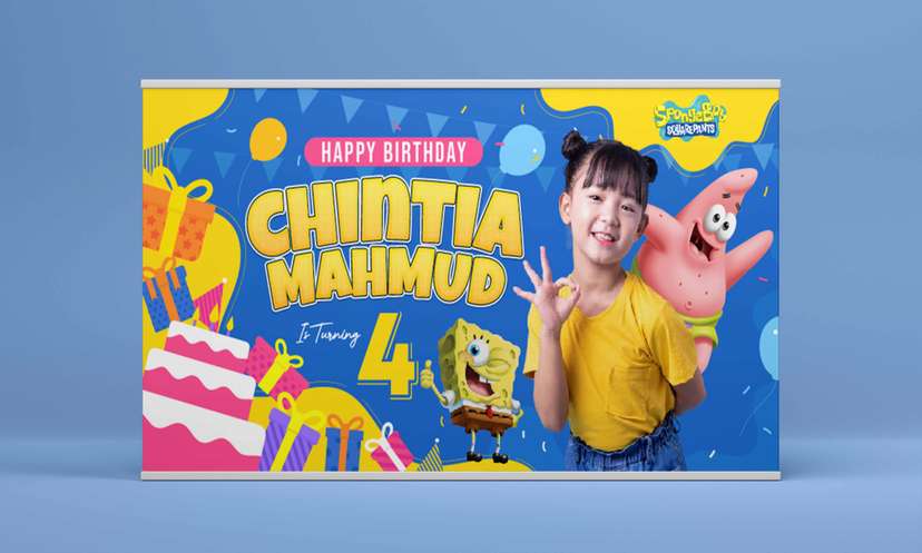 Baliho Hari Ulang Tahun Anak Spongebob - Image 2