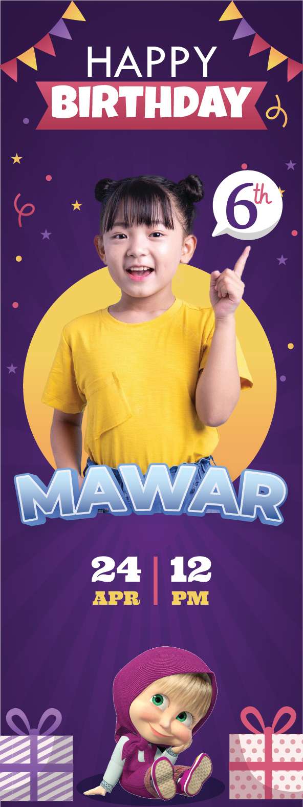 Standing Banner Ulang Tahun Masha and The Bear	 - Image 1