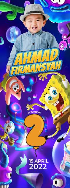 Standing Banner Hari Ulang Tahun Anak Spongebob - Image 1