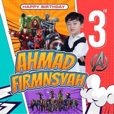 Baliho Hari Ulang Tahun Anak Avengers - Image 1