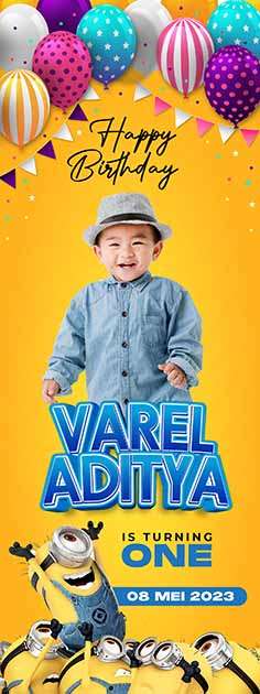 Standing Banner Hari Ulang Tahun Anak Minions - Image 1