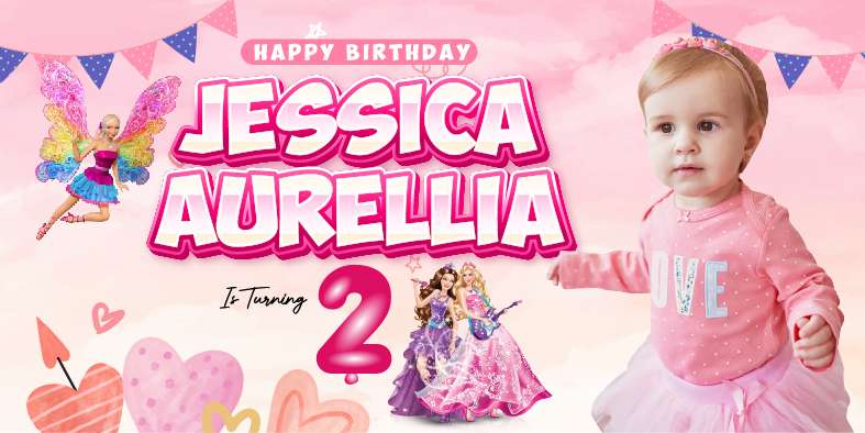 Baliho Hari Ulang Tahun Anak Barbie - Image 1