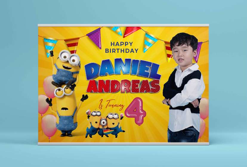 Baliho Hari Ulang Tahun Anak Minions - Image 2