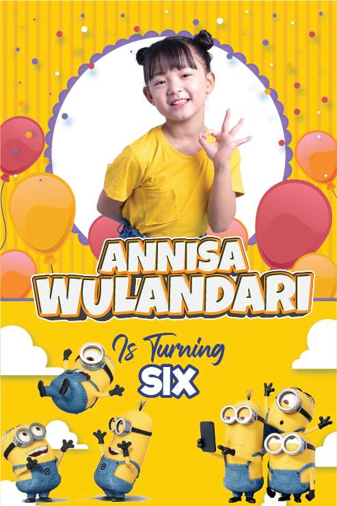 Baliho Ulang Tahun Anak Minions - Image 1