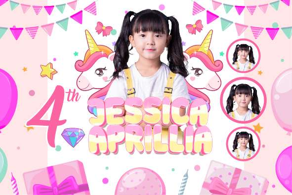 Baliho Hari Ulang Tahun Anak Unicorn - Image 1