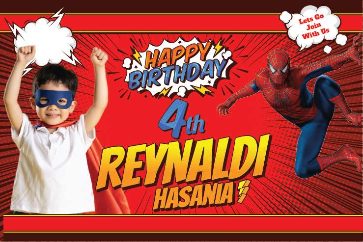 Baliho Ulang Tahun Spiderman - Image 1