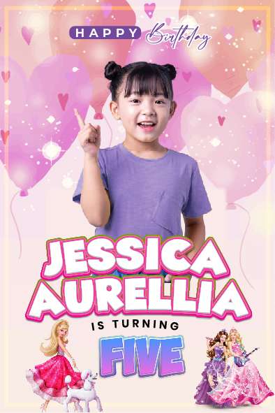 Baliho Hari Ulang Tahun Anak Barbie - Image 1