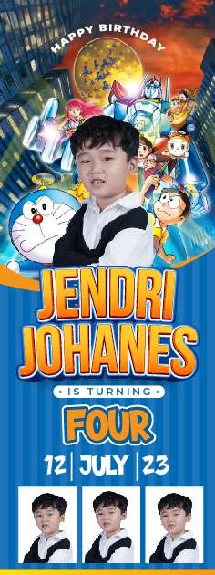 Standing Banner Hari Ulang Tahun Anak Doraemon - Image 1