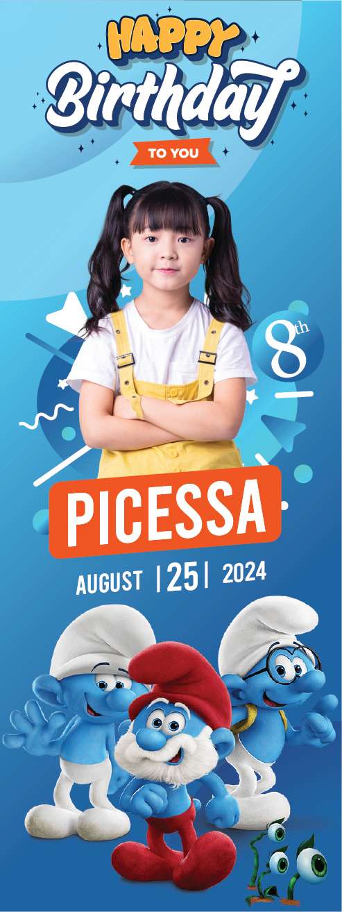 Standing Banner Ulang Tahun Smurf - Image 1