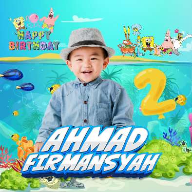 Baliho Hari Ulang Tahun Anak Spongebob - Image 1