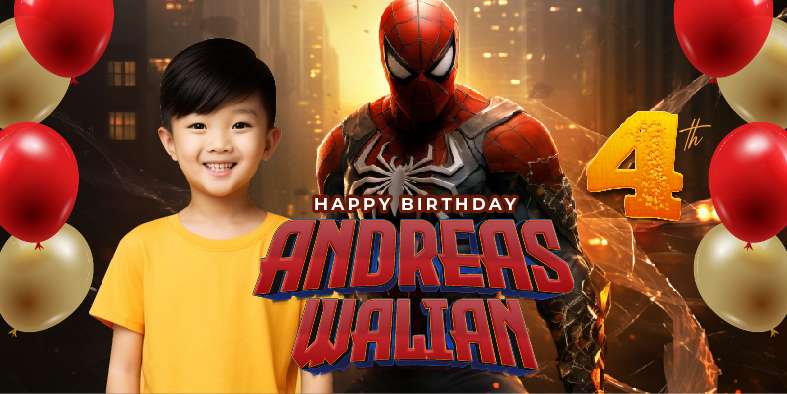 Baliho Hari Ulang Tahun Anak Spiderman - Image 1