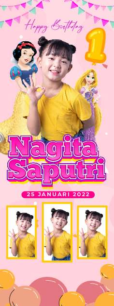 Standing Banner Hari Ulang Tahun Anak Princess - Image 1