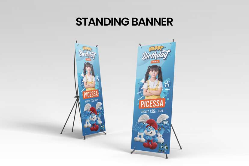 Standing Banner Ulang Tahun Smurf - Image 2