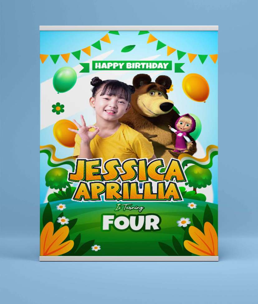 Baliho Hari Ulang Tahun Anak Masha and the Bear - Image 2