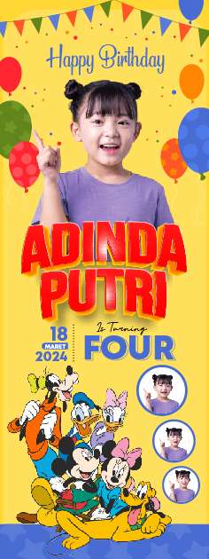 Standing Banner Hari Ulang Tahun Anak Mickey Mouse - Image 1