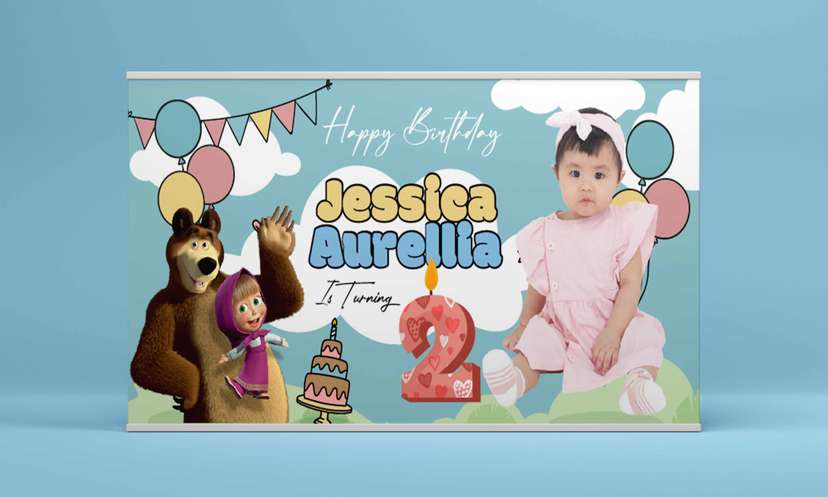 Baliho Hari Ulang Tahun Anak Masha and the Bear - Image 2
