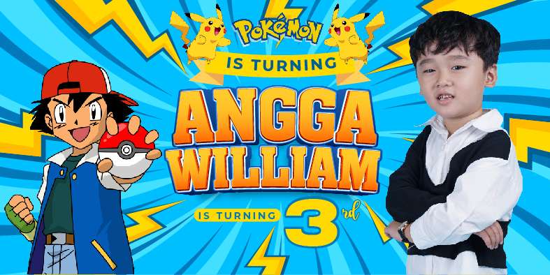 Baliho Hari Ulang Tahun Anak Pokemon - Image 1