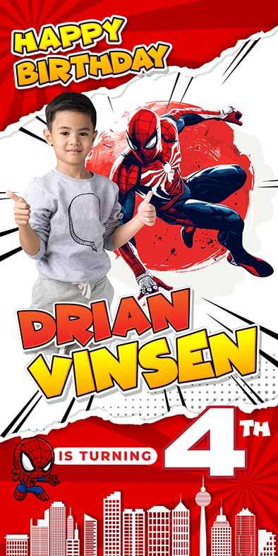 Baliho Ulang Tahun Anak Spiderman - Image 1
