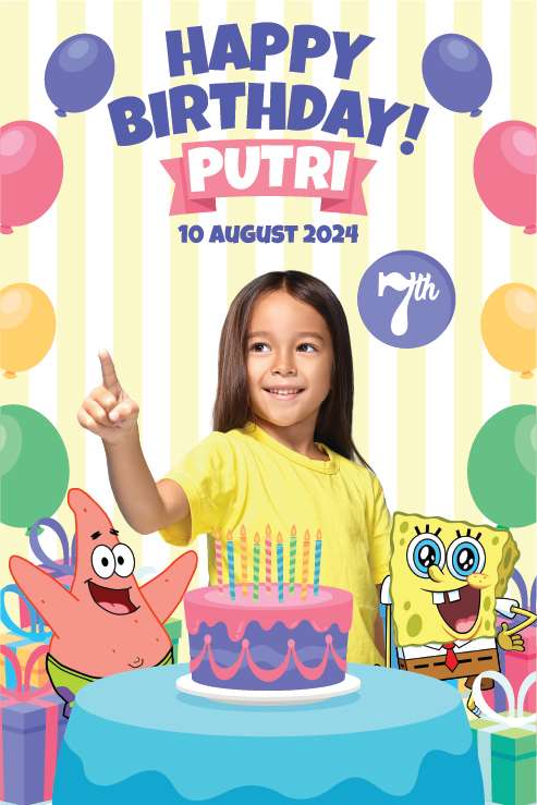 Baliho Ulang Tahun Spongebob - Image 1