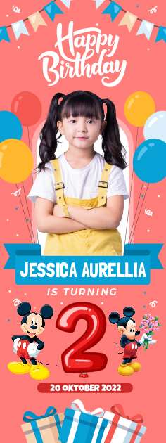 Standing Banner Hari Ulang Tahun Anak Mickey Mouse - Image 1