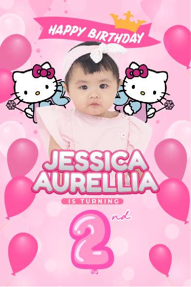 Baliho Hari Ulang Tahun Anak Hello Kitty - Image 1