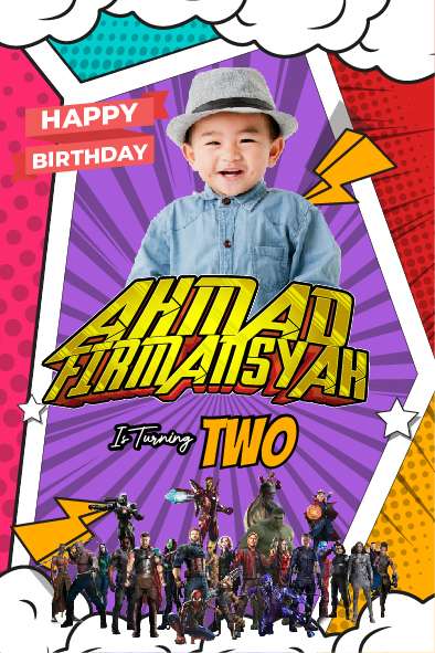 Baliho Hari Ulang Tahun Anak Avengers - Image 1