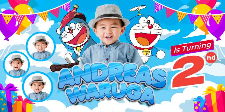 Baliho Hari Ulang Tahun Anak Doraemon - Image 1