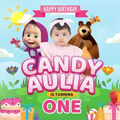 Baliho Hari Ulang Tahun Masha and The Bear - Image 1