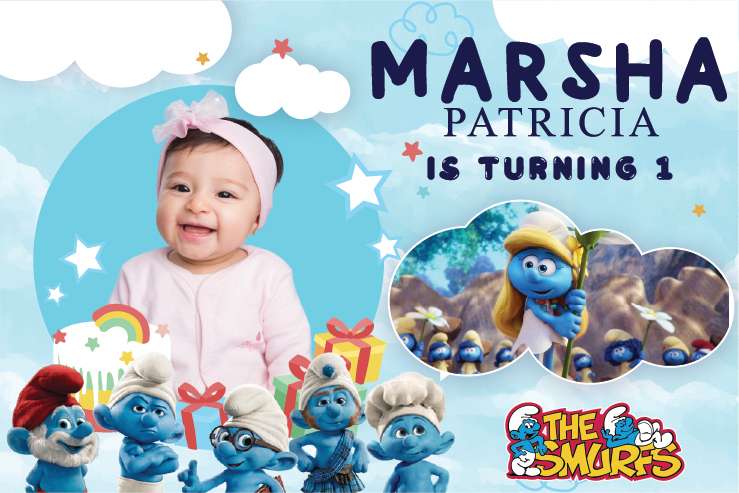 Baliho Ulang Tahun Smurf - Image 1