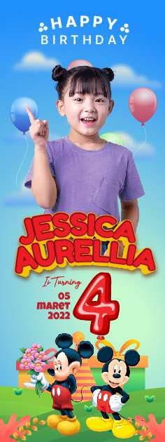 Standing Banner Hari Ulang Tahun Anak Mickey Mouse - Image 1