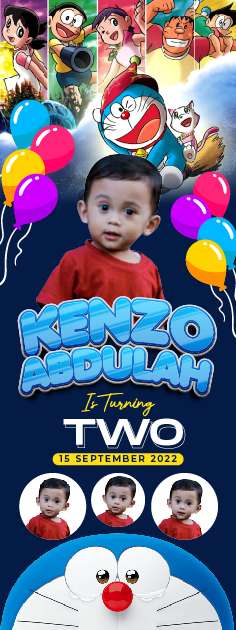Standing Banner Hari Ulang Tahun Anak Doraemon - Image 1